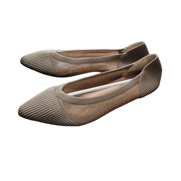 Tan knit Pointe toe flats - Picture 2 of 4